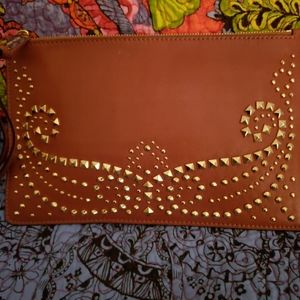 Michael Kors Leather Studded LG Zip Clutch